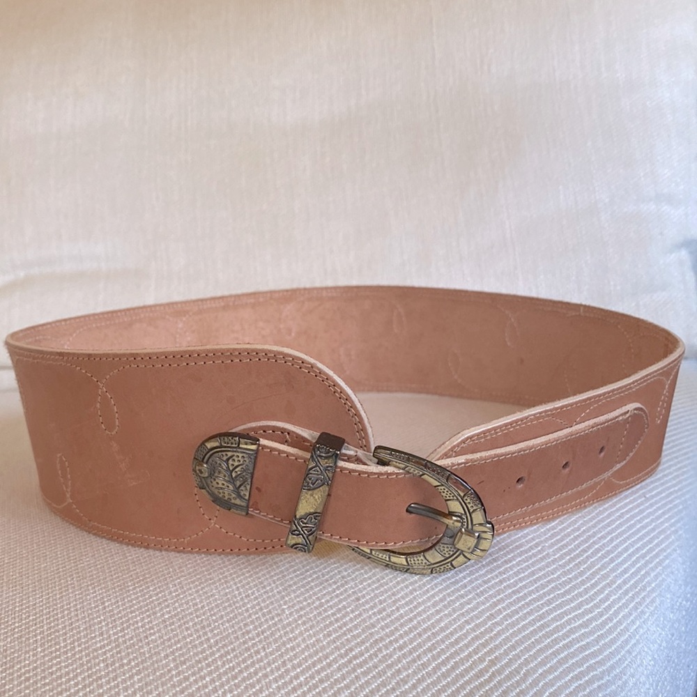 Arrivanto Vintage Brown Leather Brown Belt Medium With Golden Buckle For Ladies